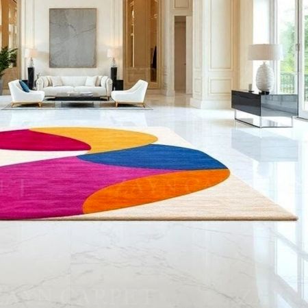 Handcrafted Vibrant Abstract Modern Living Room Rug